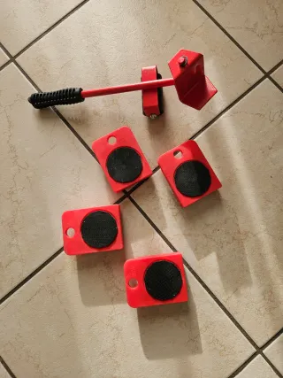 Kit set 4 Carrelli ruote rulli Sposta Mobili leva