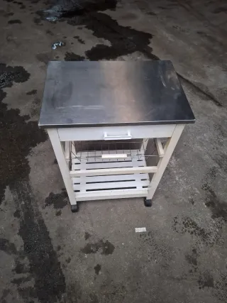 Mesa auxiliar cocina metal y madera