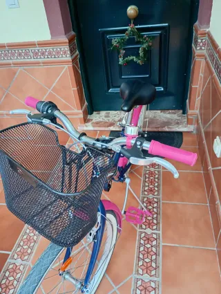 Bicicleta niña BTWIN paseo azul y rosa