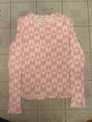 Camiseta Zara Manga Larga Estampada Corazones