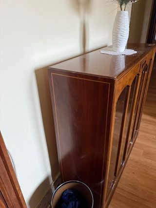 Vitrina de madera con puertas de cristal