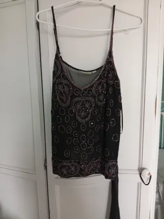 Top fiesta lentejuelas negro