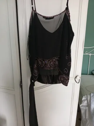 Top fiesta lentejuelas negro