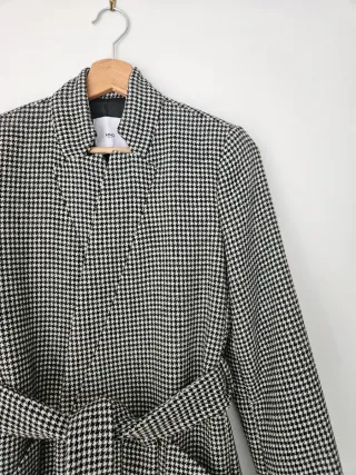 Abrigo Lana Mango Negro Blanco