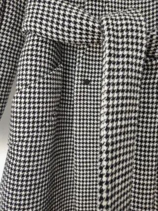 Abrigo Lana Mango Negro Blanco