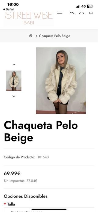 Abrigo beige con  pelo mi Costò 69€ talla Xl L