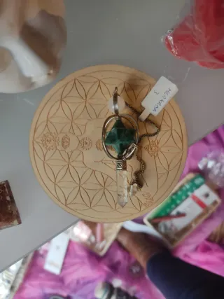 Péndulo Mekaba 3 de Cristal y Piedra Verde