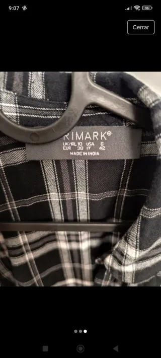 Camisa cuadros Primark Talla M