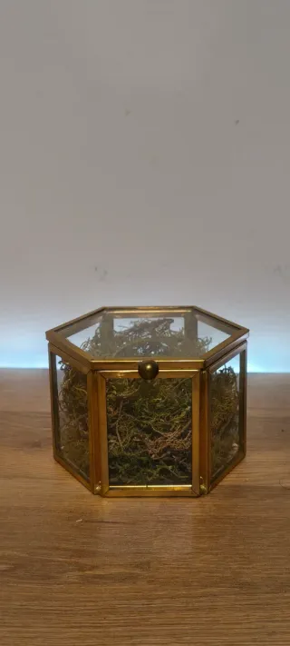 Porta Alianças Casamento em Metal dourado e Vidro