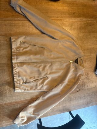 Giacca scamosciata beige