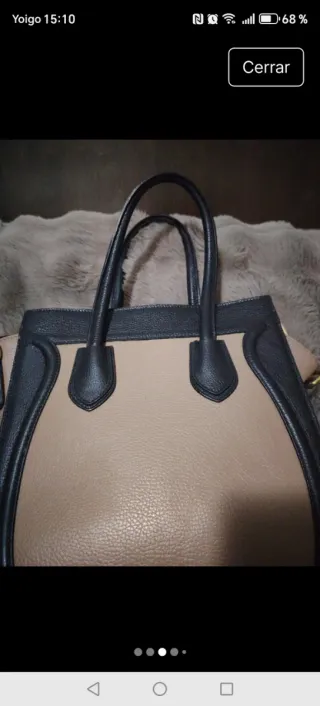 Bolso Piel Beige y Negro Made in Italia
