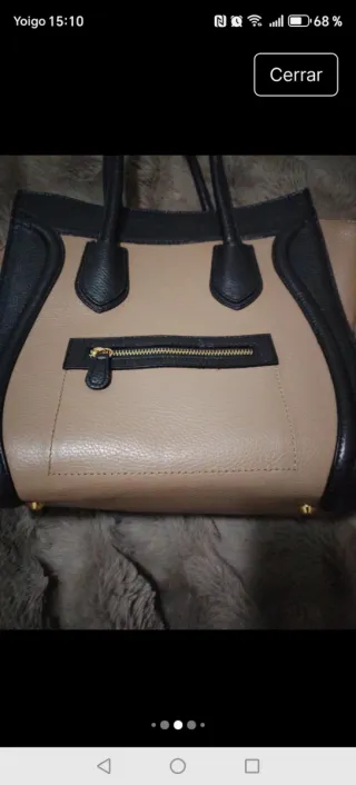 Bolso Piel Beige y Negro Made in Italia