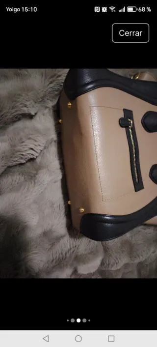 Bolso Piel Beige y Negro Made in Italia