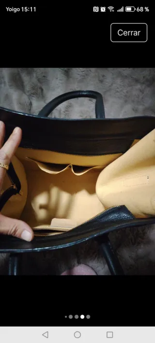 Bolso Piel Beige y Negro Made in Italia