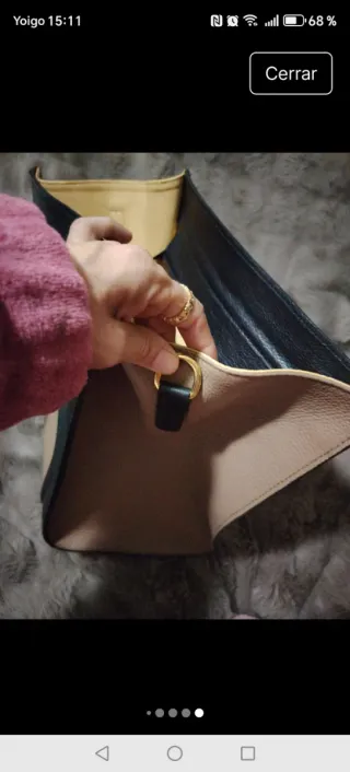 Bolso Piel Beige y Negro Made in Italia