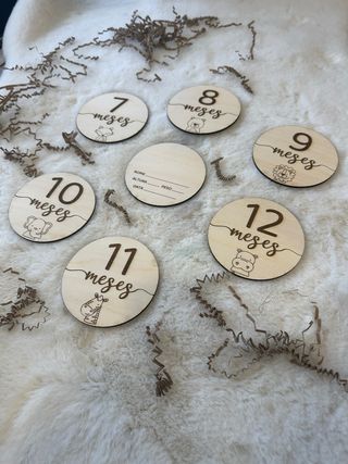 Placas Meses Bebé Madeira 7 Unidades