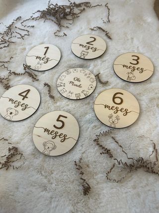 Placas Meses Bebé Madeira 7 Unidades