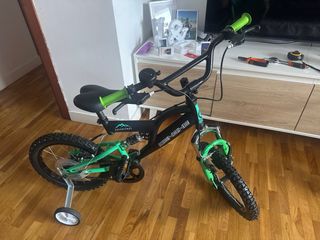 Bicicleta niño 16 negro/verde amortiguadores