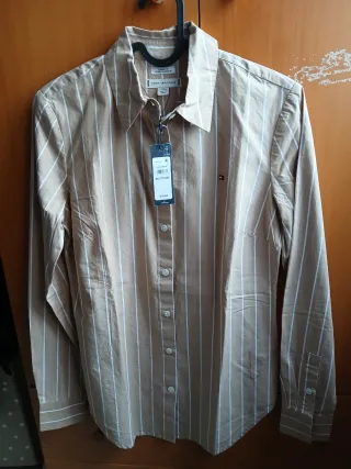 Camisa Tommy Hilfiger Beige Rayas xs