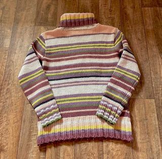 Jersey Y2K rayas oso crochet