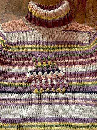 Jersey Y2K rayas oso crochet