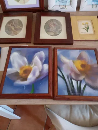 Lote 3 cuadros rústicos flores y espigas