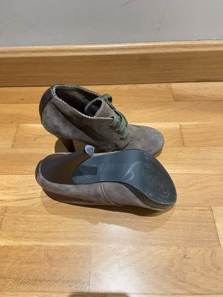 Botines Pepe Jeans piel cordones tacón grises