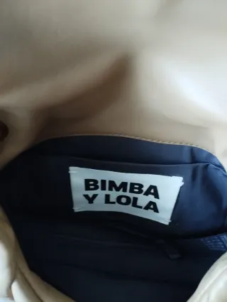 Bolso Bimba y Lola Piel Beige Dorado 25cm x13.