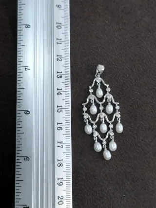 Colgante Plata Perlas y Circonitas Nuevo