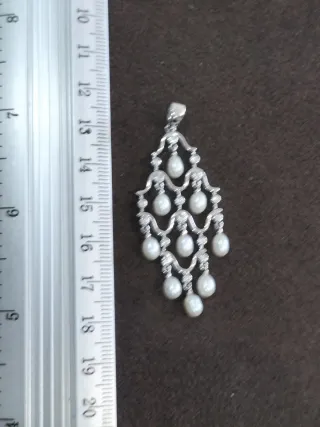 Colgante Plata Perlas y Circonitas Nuevo