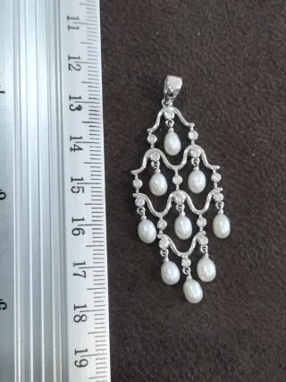 Colgante Plata Perlas y Circonitas Nuevo