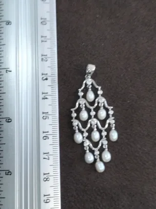 Colgante Plata Perlas y Circonitas Nuevo