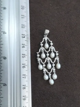 Colgante Plata Perlas y Circonitas Nuevo