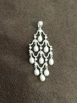 Colgante Plata Perlas y Circonitas Nuevo