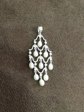 Colgante Plata Perlas y Circonitas Nuevo