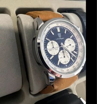 Reloj Poedagar Cuero Marrón y Plateado