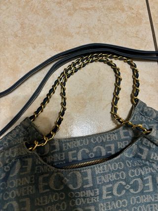 Borsa Enrico Coveri tracolla/mano blu/grigio