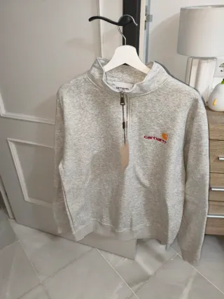 Sudadera Carhartt Gris Media Cremallera