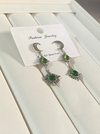 Pendientes Luna y Sol Diópsido Natural