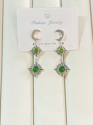 Pendientes Luna y Sol Diópsido Natural