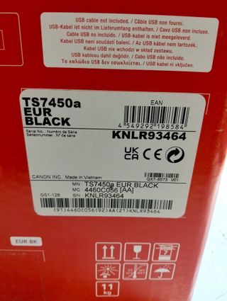 Canon Pixma TS7450a Multifunción 3 en 1 Inyección de Tinta WiFi ADF 35 Hojas Dúplex Negro