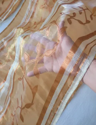 2 Tende Chiffon Beige Dorato