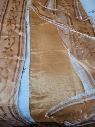 2 Tende Chiffon Beige Dorato