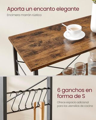 VASAGLE Estantería de Cocina con Ruedas, Carrito