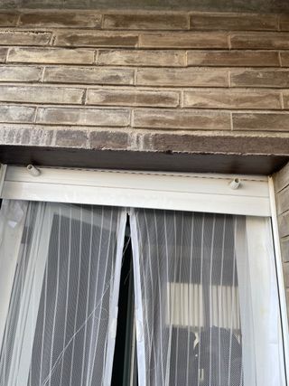 Puerta metálica con cristal y cajón de persiana