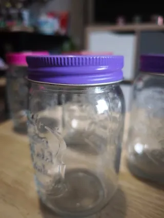 Set 6 Vasos Mason Jar con Tapa y Pajitas