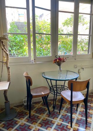 Mesa redonda cristal y metal