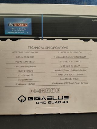 Receptor GigaBlue UHD Quad 4K Linux Enigma2