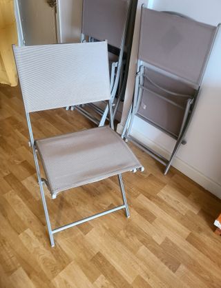 4 Sillas Plegables Beige/Gris