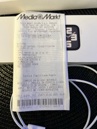 Apple Watch SE 40mm Plata/Blanco